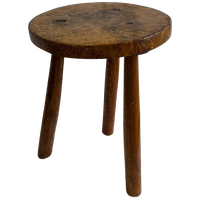 Vintage Houten Industriële Kruk / Bijzettafel / Plantentafel