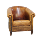 Comfortabele Vintage Schapenleren Clubfauteuil Met Een Vast Zitkussen thumbnail 1