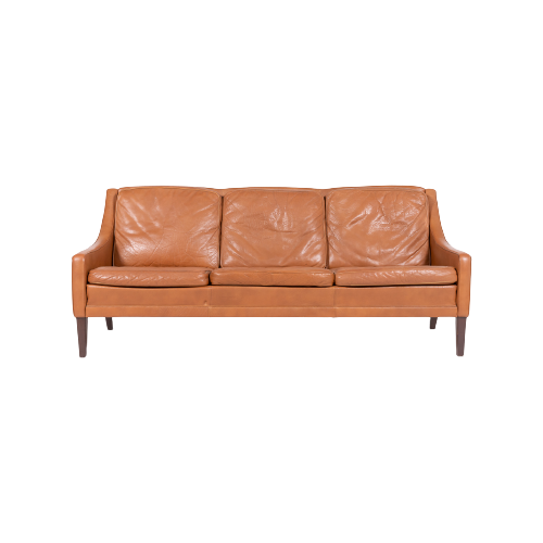 1970’S Danish Modern Cognac Leather Sofa