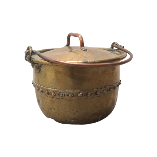 Antiek Messing En Koperen Ketel Met Deksel 1