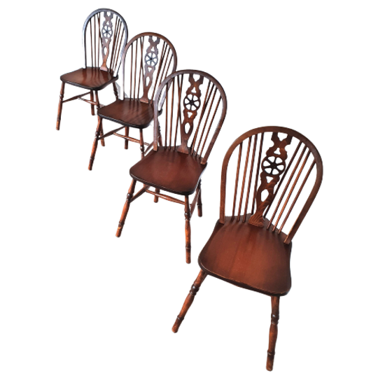 4 X Wheelback / Windsor Chairs / Marked 1