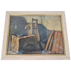 Vintage Kleurrijk Schilderij Stilleven In Houten Lijst ‘70 thumbnail 1