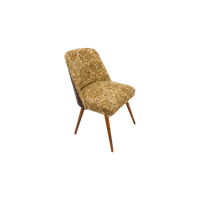 Bloemen Stoel Met Bruin Kunstleder Vintage
