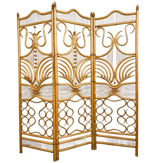 Vintage Uniek Rotan Kamerscherm Roomdivider 1