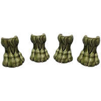 Antiek Groen Geglazuurde Aardewerken Leeuwenpoten, 19e Eeuw