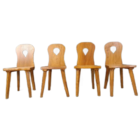 Vintage Brutalist Dining Chairs Set Of 4 - 1960s 1