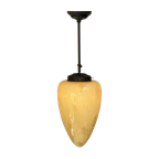 Art Deco - Hanging Pedant With Marbled Glass - Teardrop Shaped Glass - Brass Framework - Very Lar thumbnail 1