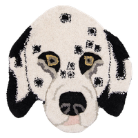Vloerkleed Hond 35X35 Cm Wit Zwart Wol - Clayre En Eef - Dieren Tapijt