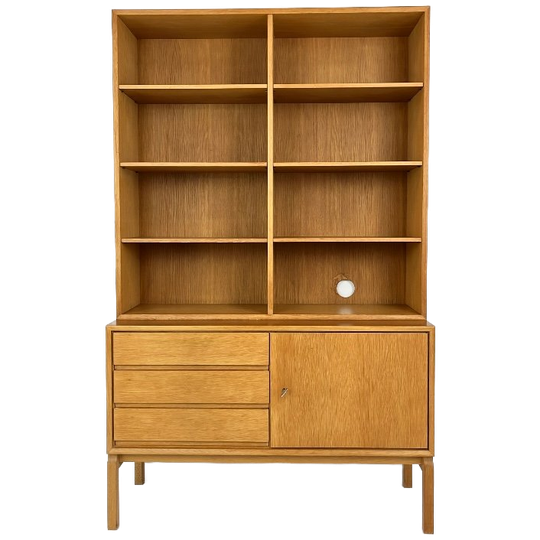 Scandinavisch Vintage Eiken Fineren Boekenkast Rossvoll 1