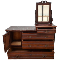 Vintage Dressoir Commode Ladekast Make-up Kast Badkamerkast Met Marmer Blad