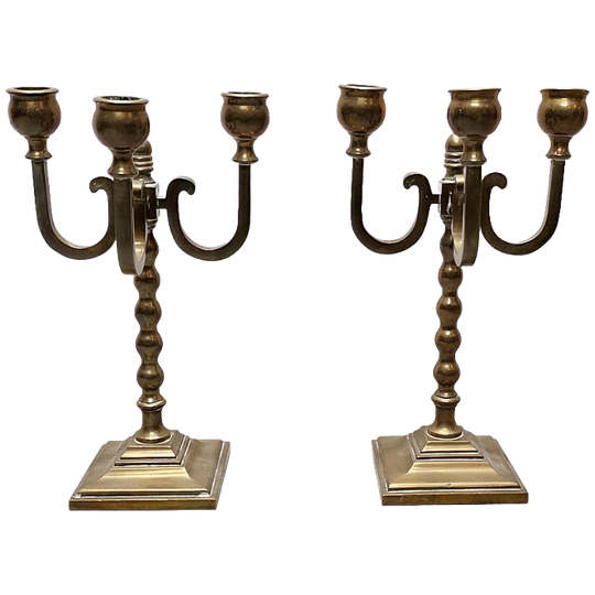 Oude Hollandse Messing Kandelaren, Eind Jaren 20 1