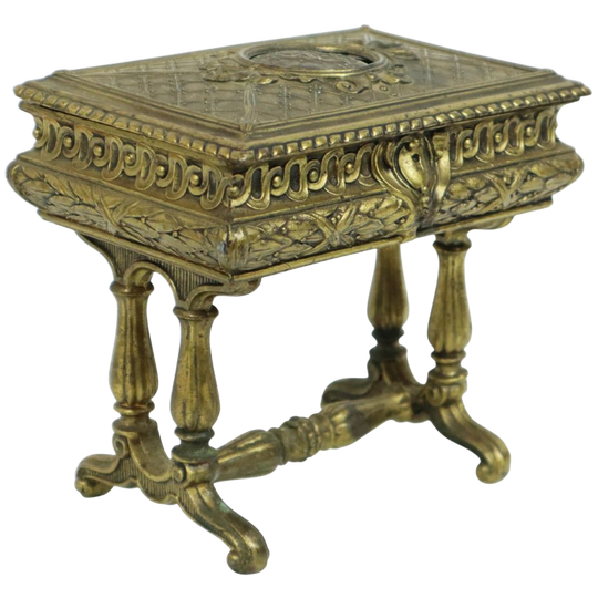 Antieke Sierradendoos Juwelen Bronskleurig Metaal Frankrijk 1