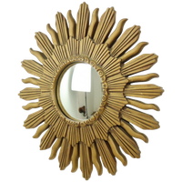 Vintage Zonnespiegel Sunburst Spiegel Convex Goud Hars 48Cm
