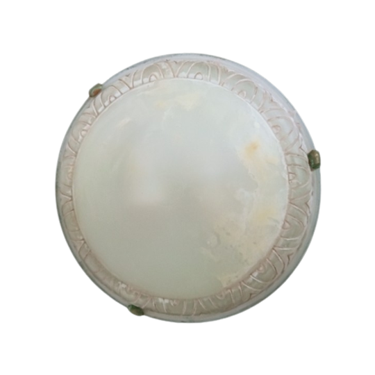Groot Plafond Lamp Italy Art Deco Marmer Glas Met Koper 1