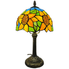 2 Stuks Glas In Lood Tiffany Stijl Tafellampen Zonnebloemen thumbnail 1
