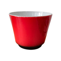 Grote Vintage Bloempot Keramiek Rood Blauw