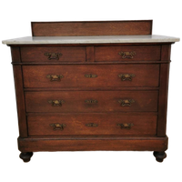 Vintage Frans Dressoir Commode, Ladekast Badkamermeubel Met Marmer Blad 009