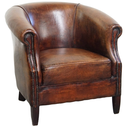 Schapenleren Clubfauteuil Met Mooie Warme Kleuren En Een Tijdloze En Klassieke Uitstraling 1