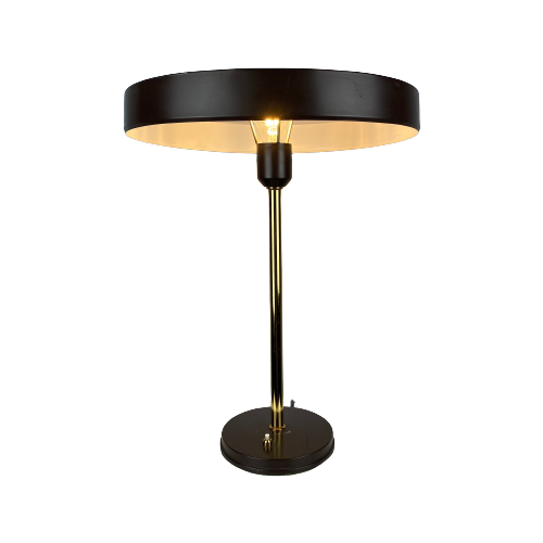 One Of Three Brown And Gold Table Lamp Timor 69 By Louis Kalff For Philips 1970