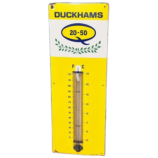 Emaille Duckhams Motor Oil Thermometer. 1