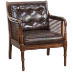Stijlvolle Vintage Jaren ’70 Design Fauteuil Gemaakt Van Hout, Leer En Webbing thumbnail 1