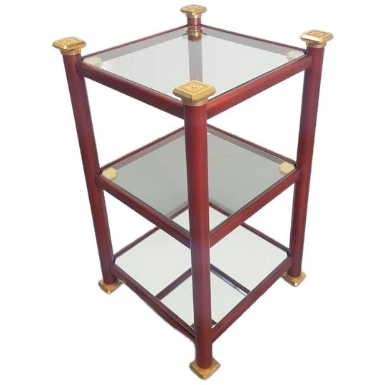 Vintage Bijzettafel Messing Italy Rek Regency '70 Side Table 1