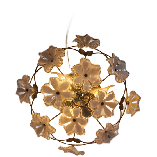Vintage Acrylic Bloemen Regency Plafond Of Wand Lamp. 1