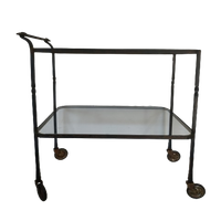 Brocante Metalen Tuin Trolly Serveerwagen Tuintafel Glasplaten