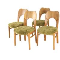 Set 4 Eiken Deense Eetkamerstoelen Vintage Reupholstered