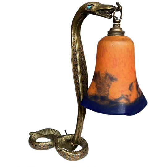Prachtige Art Deco Lamp Van Massief Brons. 1