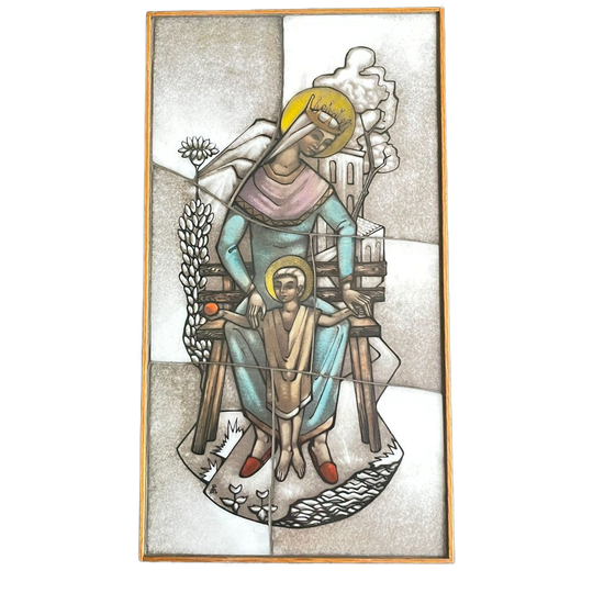 Gebroeders Van Paridon – Opaline Glas Icoon “maria Koningin Met Kind” 1