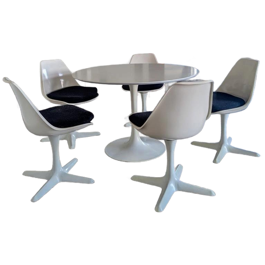 5 Vintage Arkana Tulipe Stoelen- Maurice Burke 1