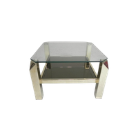 Belgo Chrom Salontafel Met 2 Glasplaten, Jaren 70
