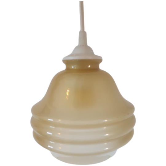 Vintage Hanglamp Glazen Hanglampje Okergele Lamp 1