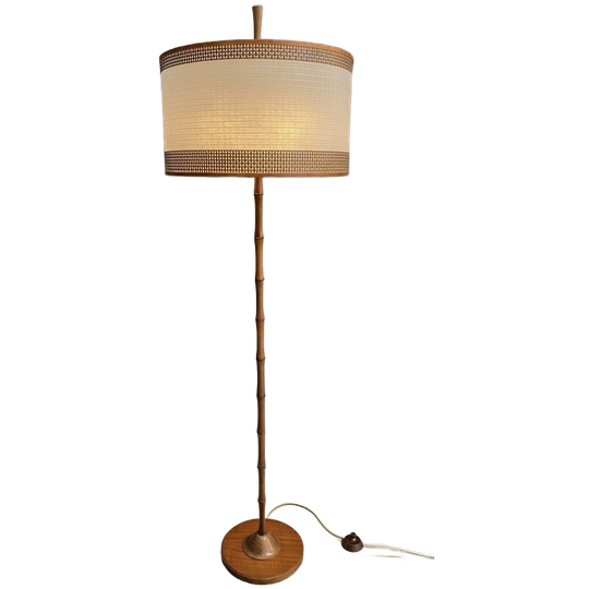 Bamboo Look Floorlamp Large White Shade 1
