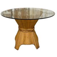 Vintage “wheat Sheaf” Eettafel By Mcguire. Jaren ‘70.