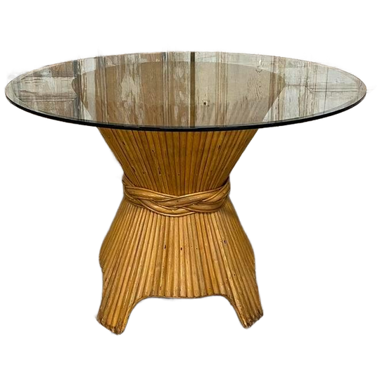 Vintage “wheat Sheaf” Eettafel By Mcguire. Jaren ‘70. 1