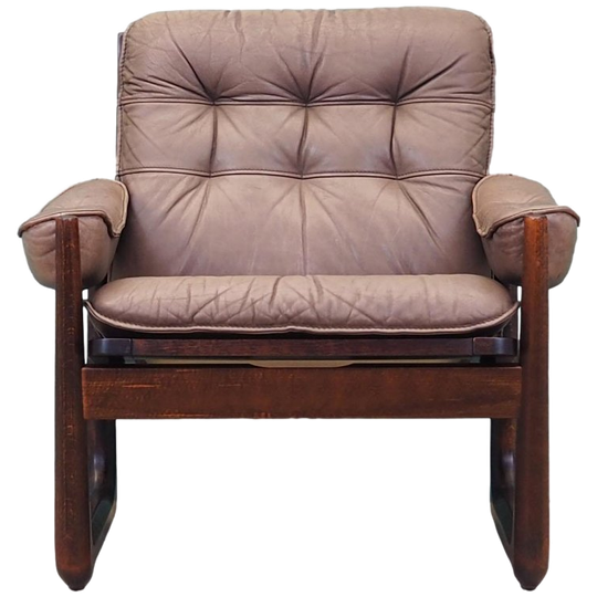 Leather Armchair, Danish Design, 1960s, Manufactured By Genega Møbler 1