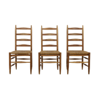 3X Ladder Chair In Oak & Rush, 1960S