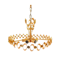 Retro Vintage Hanglamp Hollywoodregency Jaren 60 Goud Kleur