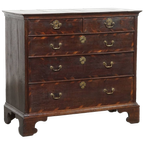Engelse Antieke En Elegante Vroege Georgian Eikenhouten Ladekast Met Uniek Inlegwerk thumbnail 1
