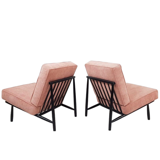 Artifort Dux Fauteuils Roze Zwart Frame Nieuw Gestoffeerd 1