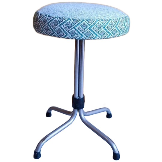 Unieke Vintage Brabantia Kruk Met Nieuwe Stoffering, Krukje 1