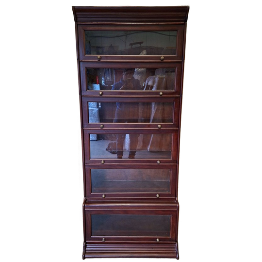 Klassieke Mahoniehouten Globe Wernicke Stijl Boekenkast Afm. 86x23/44cm En 210cm Hoog. 1