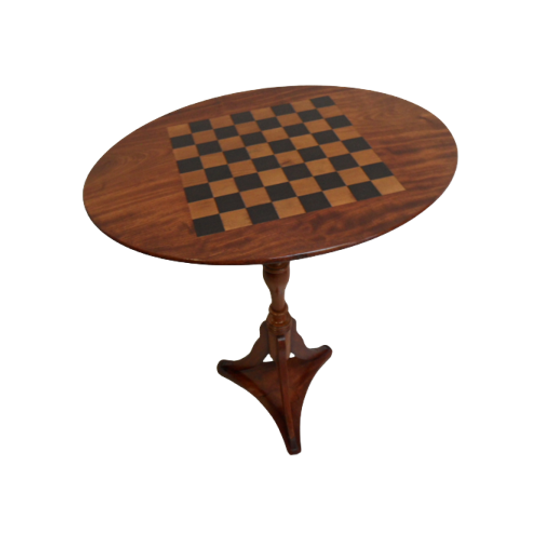 Antieke Mahoniehouten Schaaktafel 1