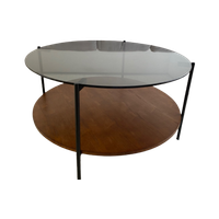 Salontafel Met Omkeerbaar Tafelblad (glas En Bruin Hout)
