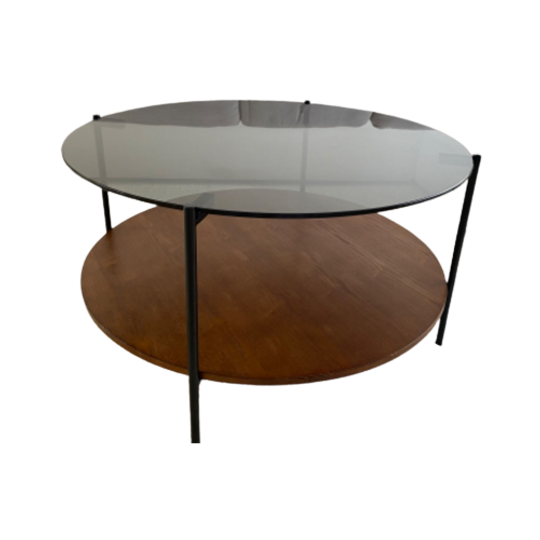 Salontafel Met Omkeerbaar Tafelblad (glas En Bruin Hout) 1