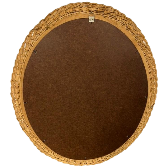 Vintage Rotan Spiegel / Rieten Wandspiegel 1