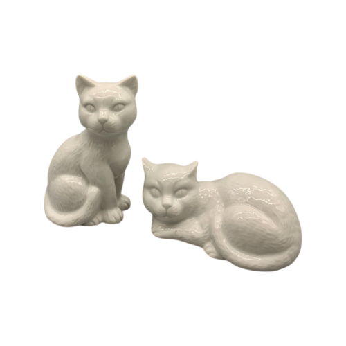 Decoratie Katten Wit Porselein Set