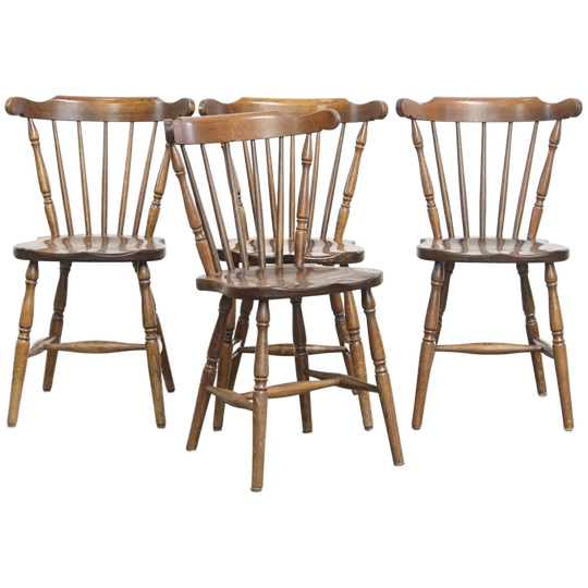 Set Van 4 Geweldige Antieke Hollandse Houten Spijlen Stoelen Met Een Mooi Patina 1